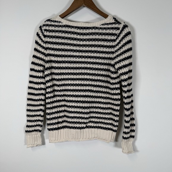 Gap Womens Medium Striped Chunky‎ Crewneck Sweater Navy / White 100% Cotton - Picture 5 of 5
